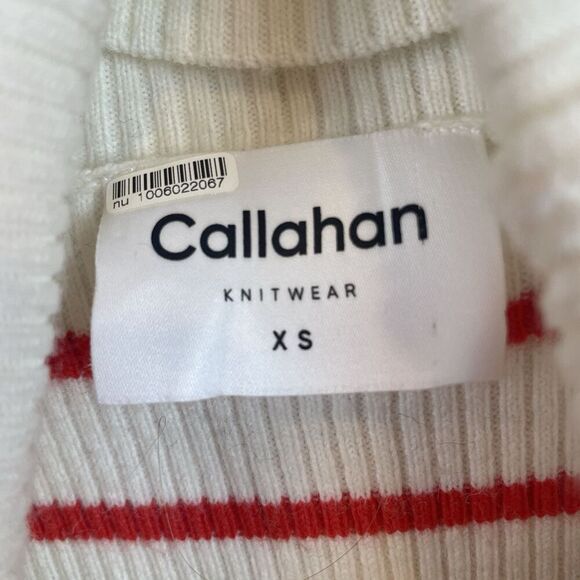 Callahan Revolve White Red Striped Short Sleeve Turtleneck Cropped Sweater Sz S - Picture 5 of 6